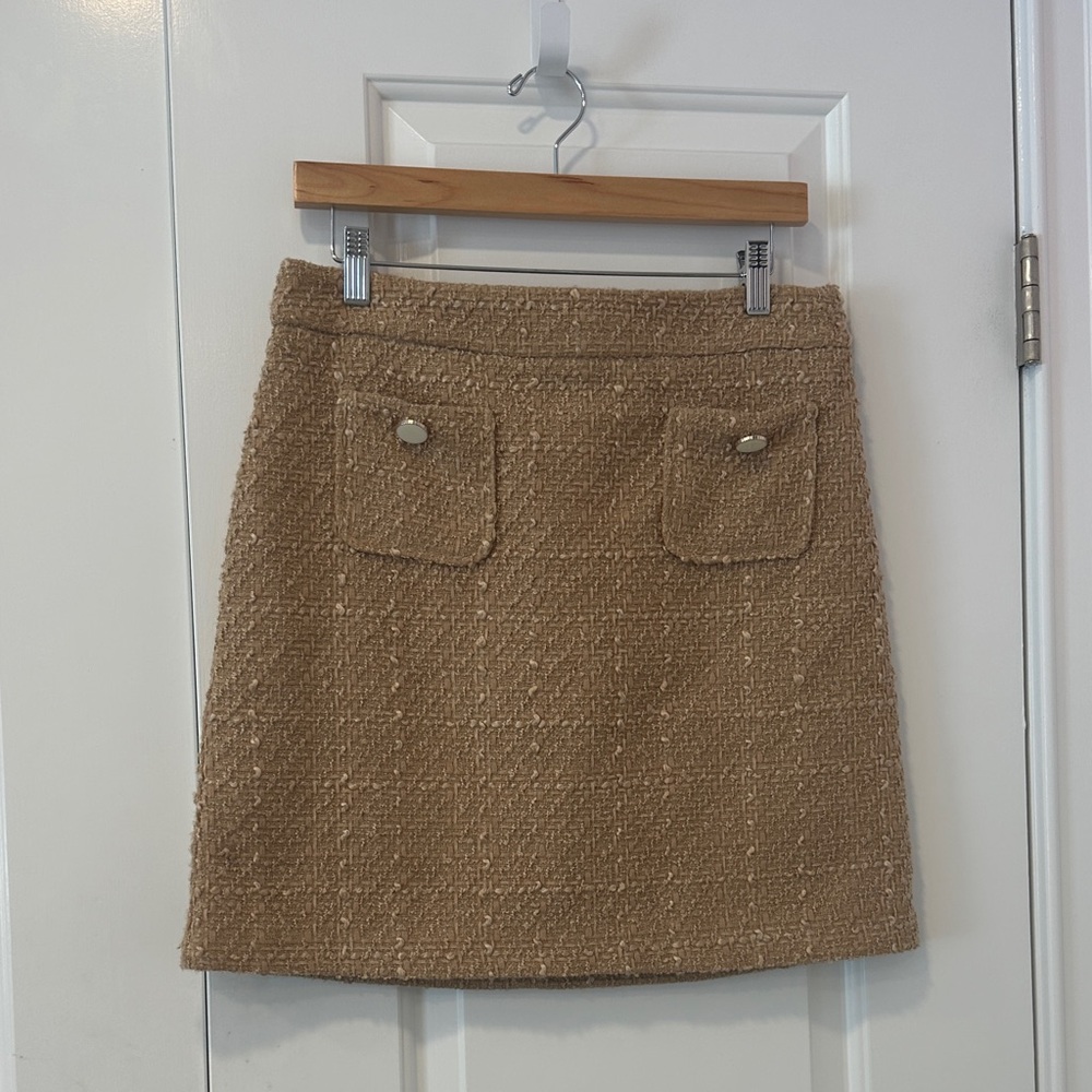 Stylish Tan Tweed Mini Skirt
